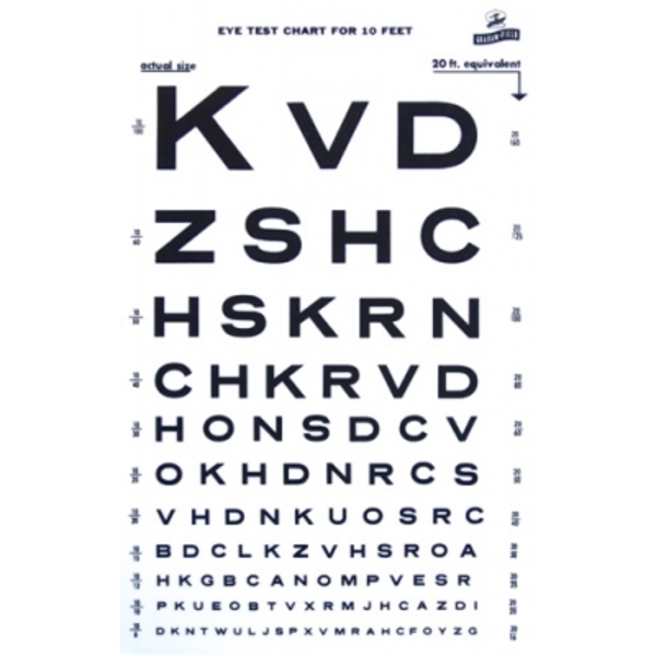 Grafco Eye Chart, Illum Snellen, 14X9 10' Distance, 20' Equiv,  1264